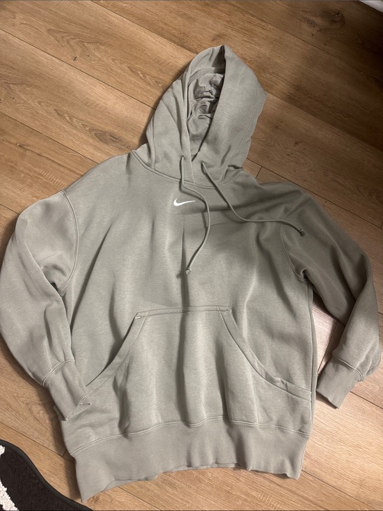 Nike Tops - Nike Olive Beige Pullover Hoodie with White Swoosh
